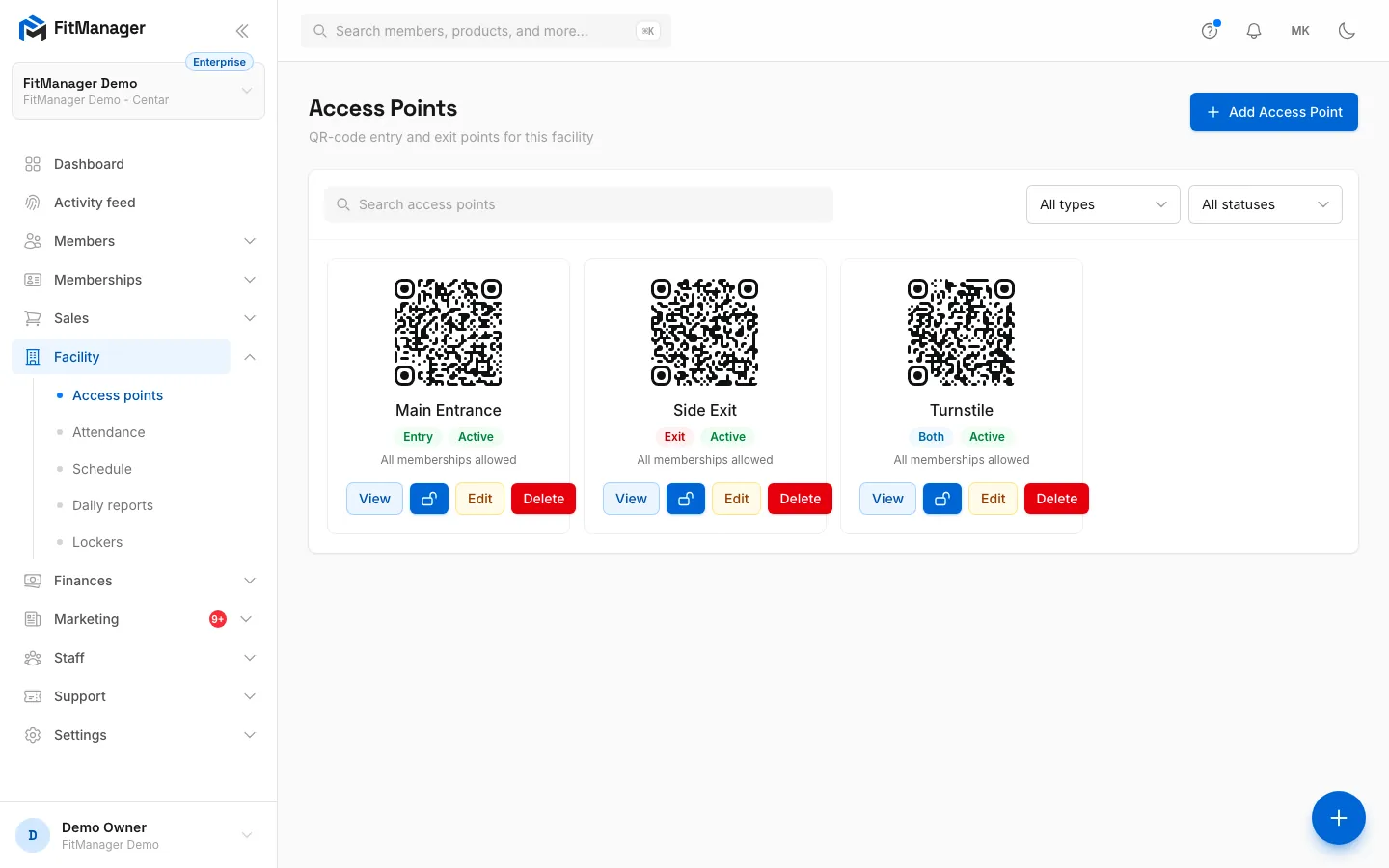 Step 1: On the Access points page, click Add Access Point.
