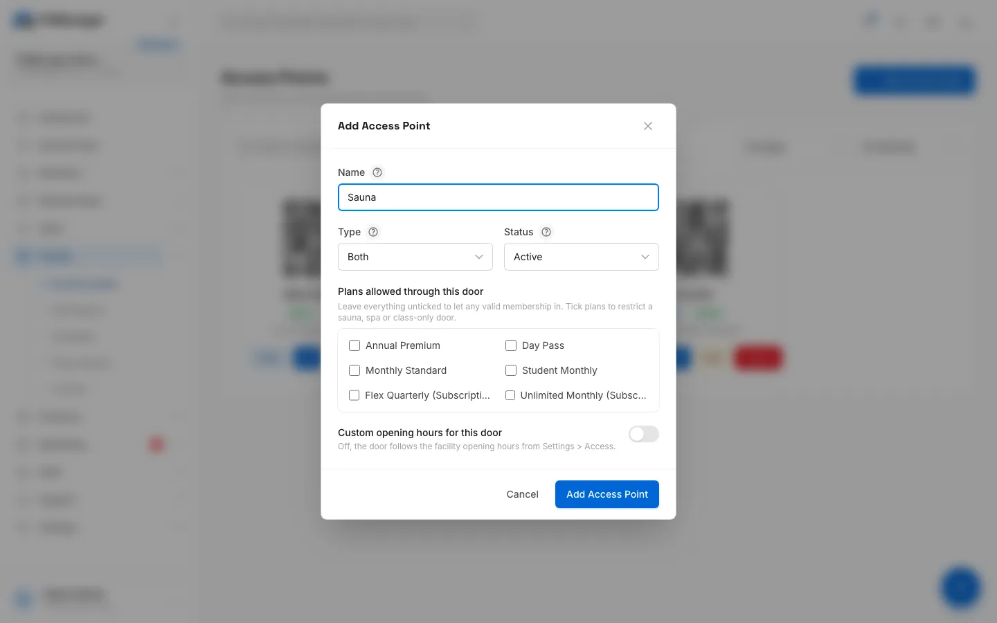 Step 4: Tick plans to let only those members through. Leave all unticked to allow any valid membership.
