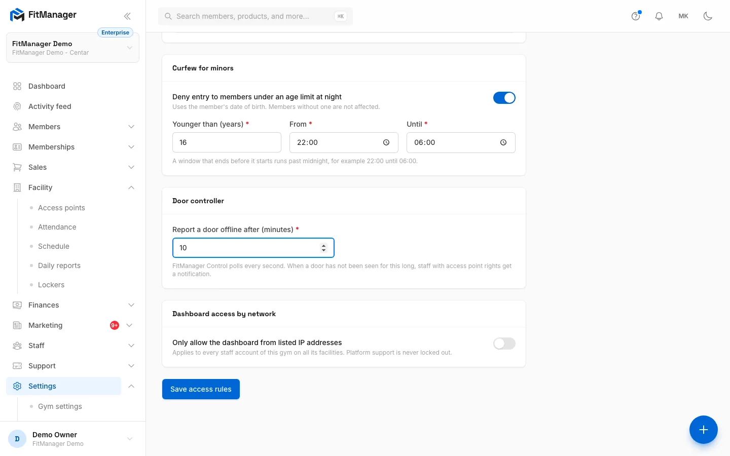 Step 7: Click Save access rules. The new rules apply to the next scan.