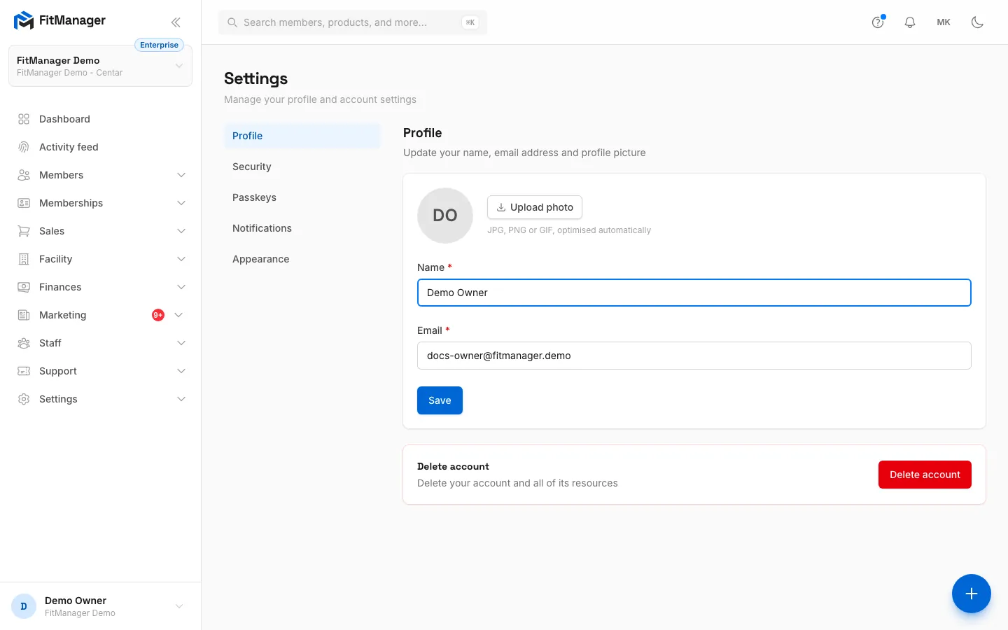 Step 1: Your account opens on Profile, with your name, email and photo.