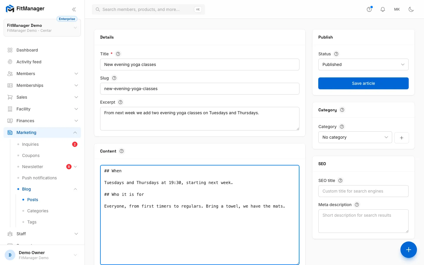 Step 7: Click Save article.