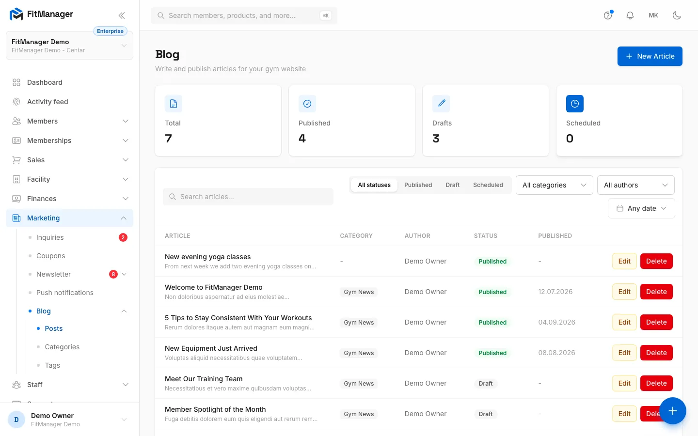 Step 8: The post is live on your website's Blog page and in the member portal under News.