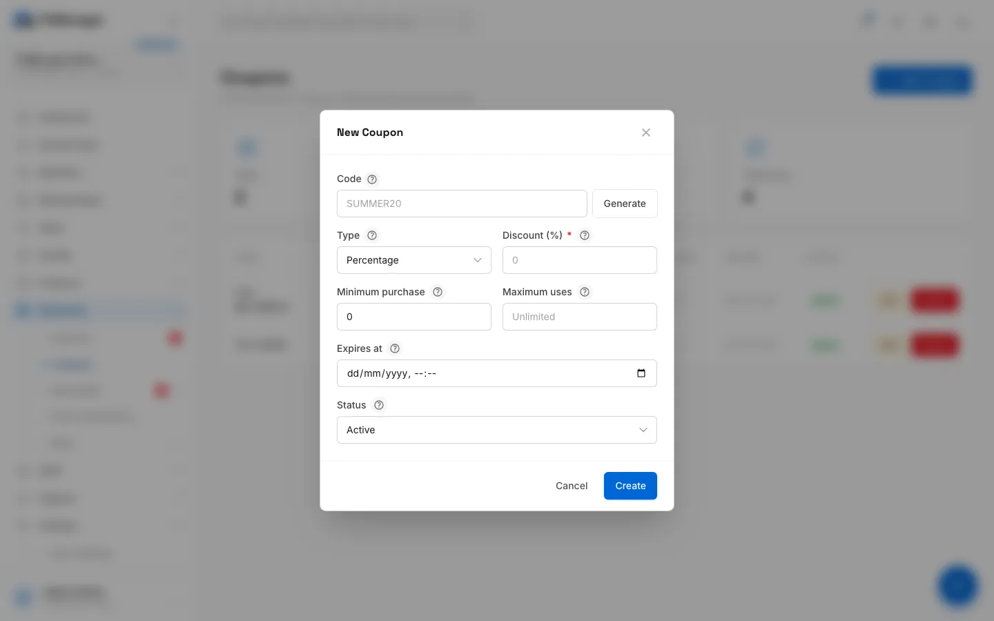 Step 2: Type the code customers will give you, or click Generate for a random one.