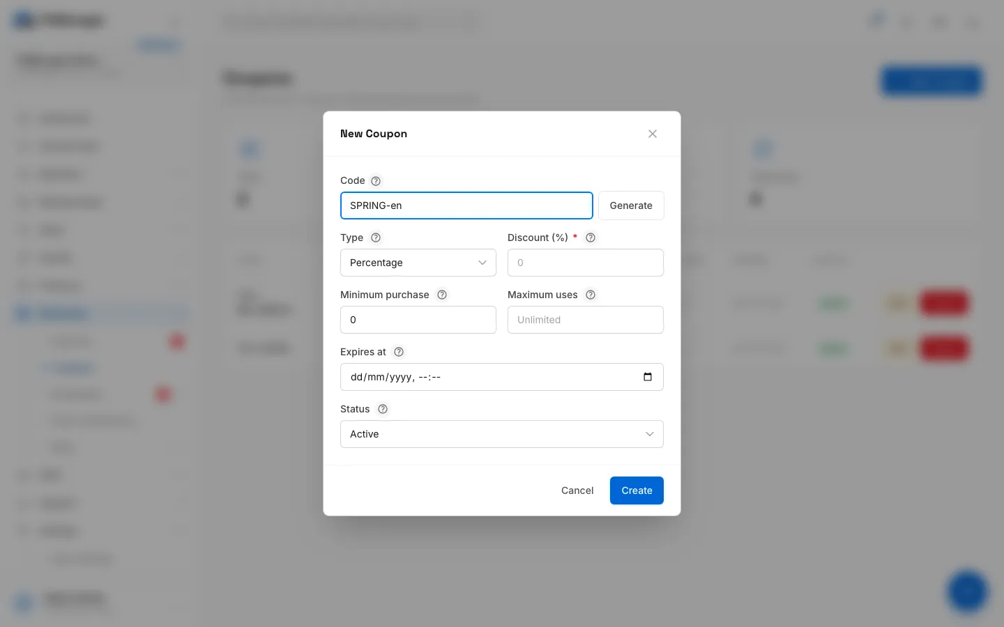 Step 3: Choose Percentage or Fixed amount.