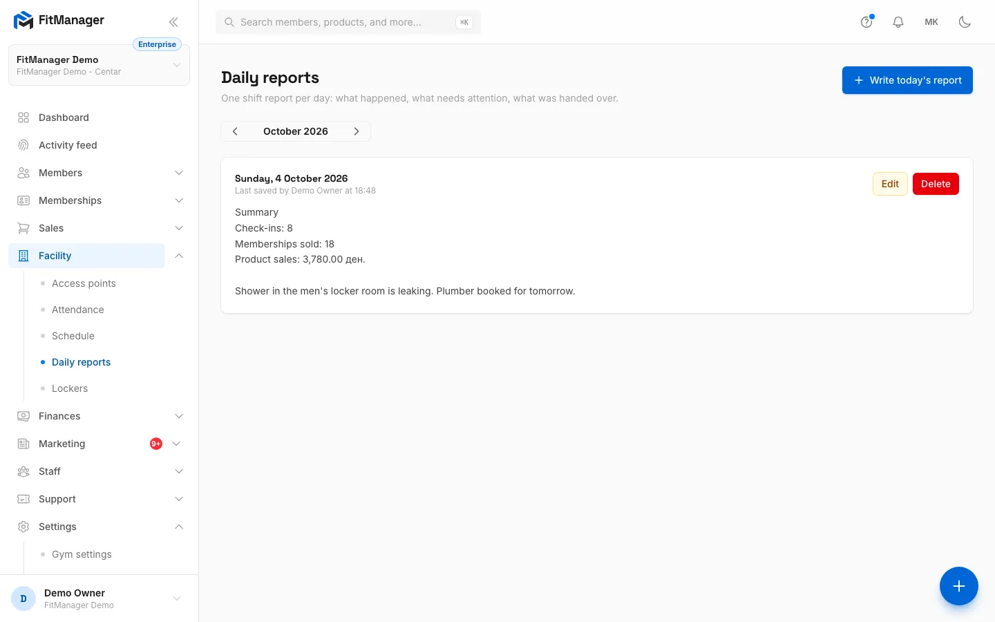 Step 5: The report is listed under its day, with who saved it last.