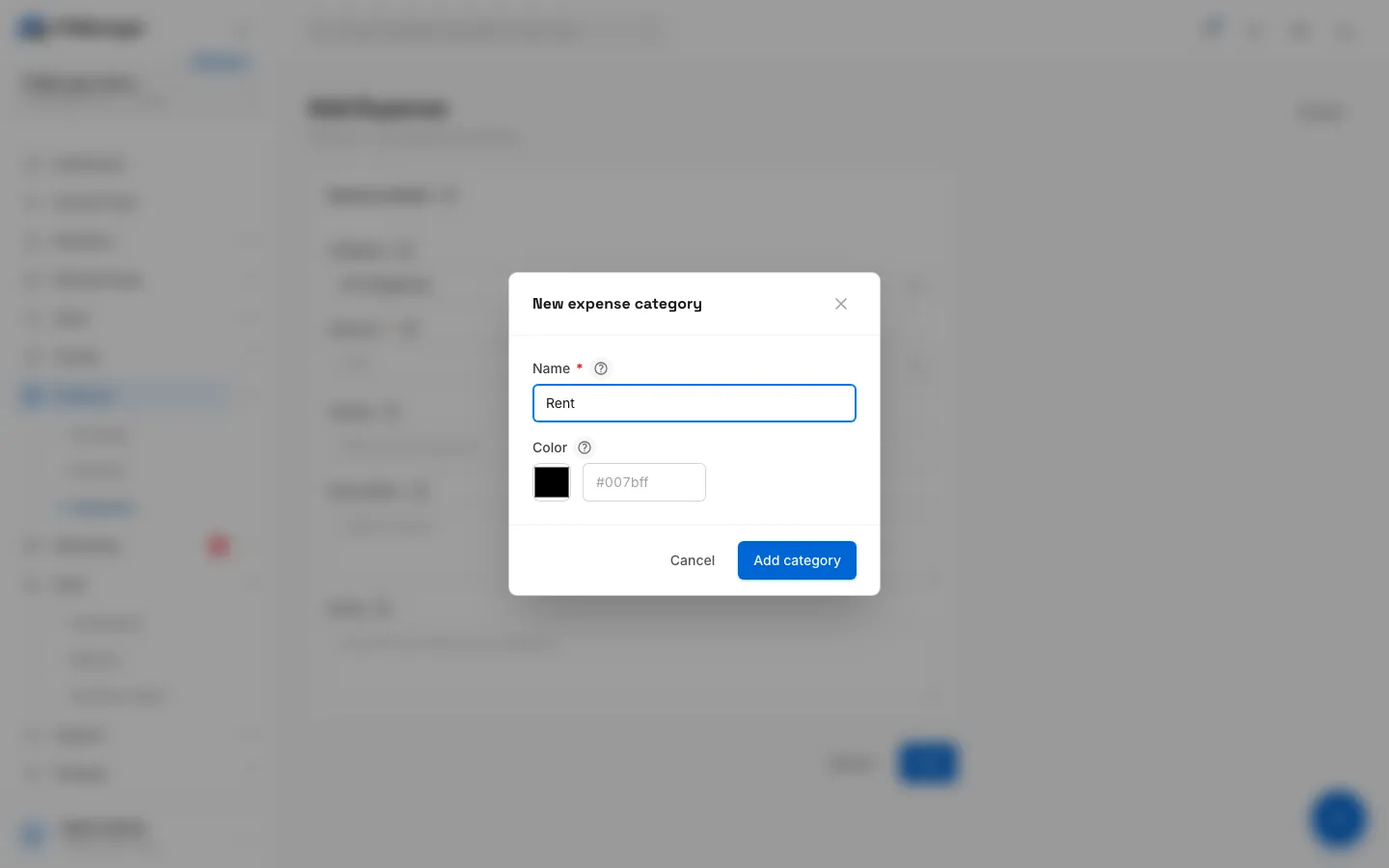 Step 4: Click Add category. It is selected for this expense straight away.