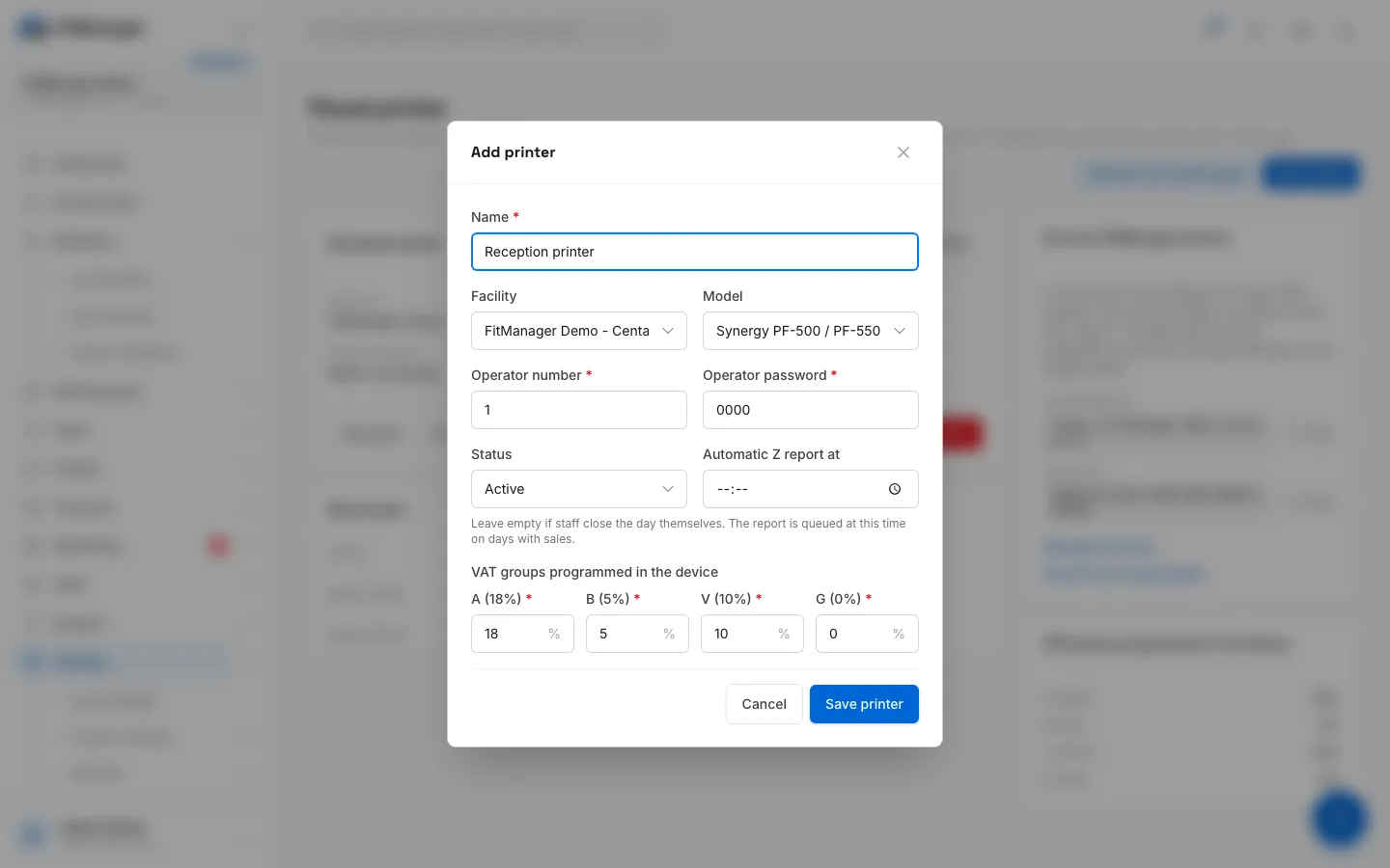 Step 5: Optionally, set a time for the automatic Z report that closes the day.