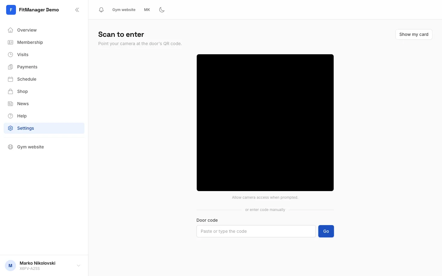 Step 3: Camera not working? Paste or type the door code here and tap Go.