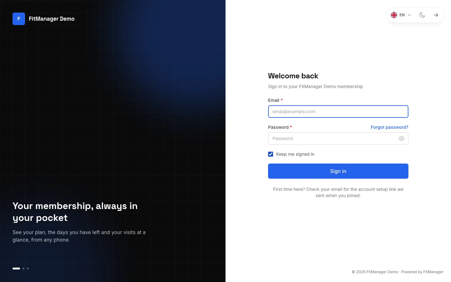 Step 1: Type the email address your gym has on file for you.