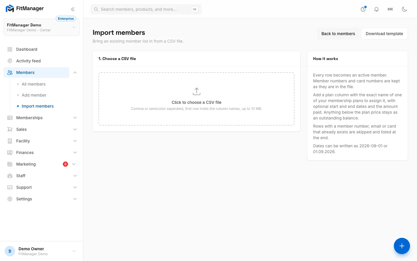 Step 3: Click here and choose your CSV file. Comma or semicolon separated, up to 10 MB.