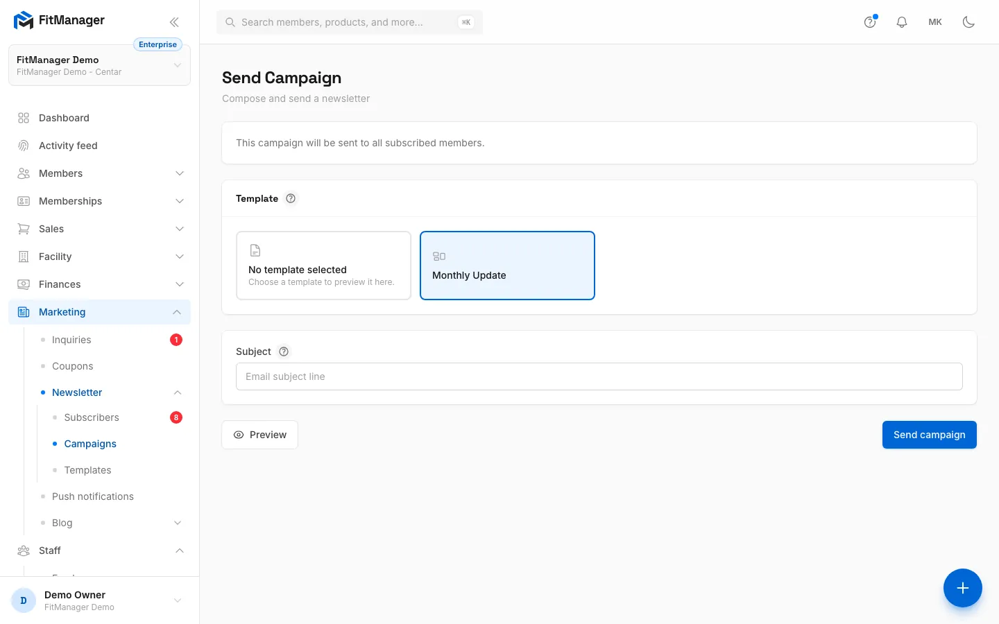 Step 3: Write the subject line subscribers see in their inbox.