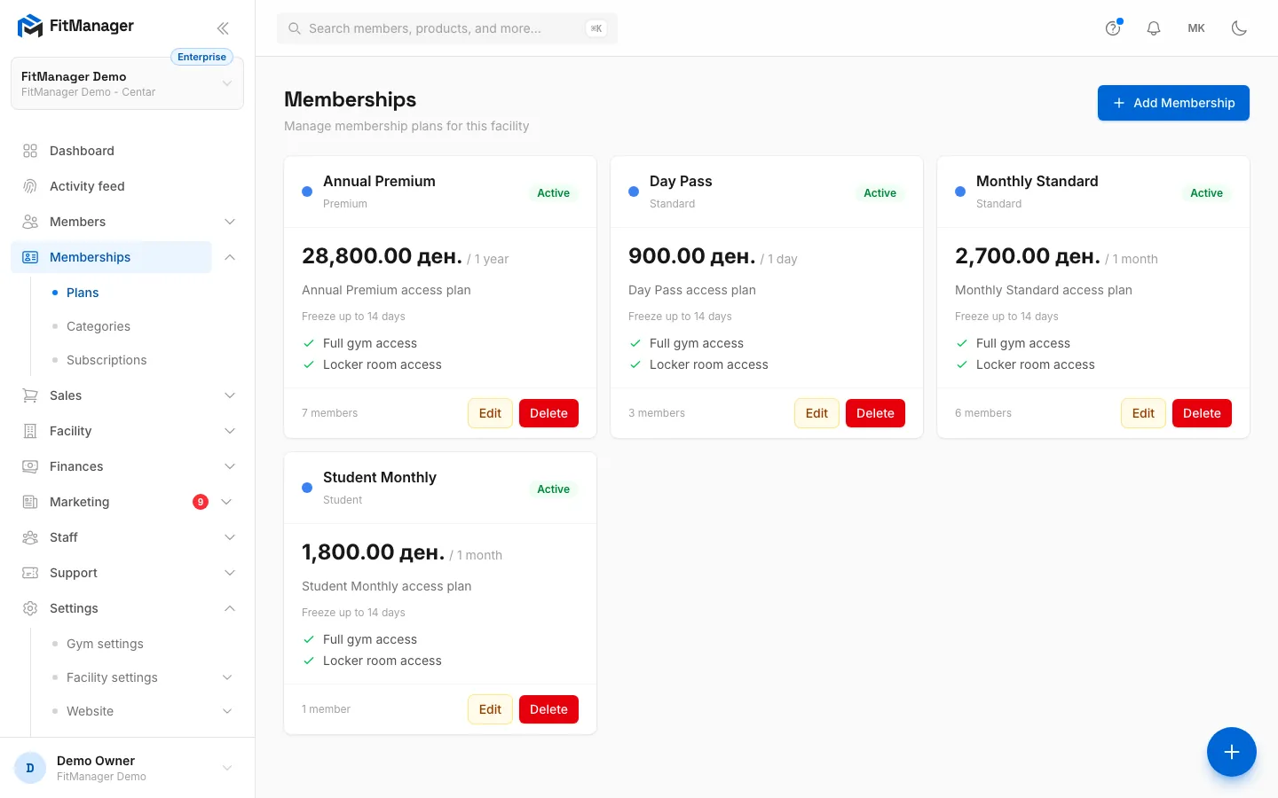 Step 1: Partner visits use their own plan. On the Plans page, click Add Membership.