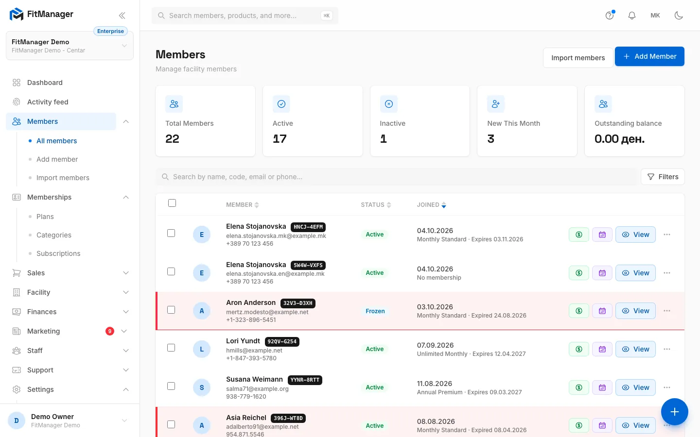 Step 8: When a partner member comes in, open Pay next to them on the Members page.