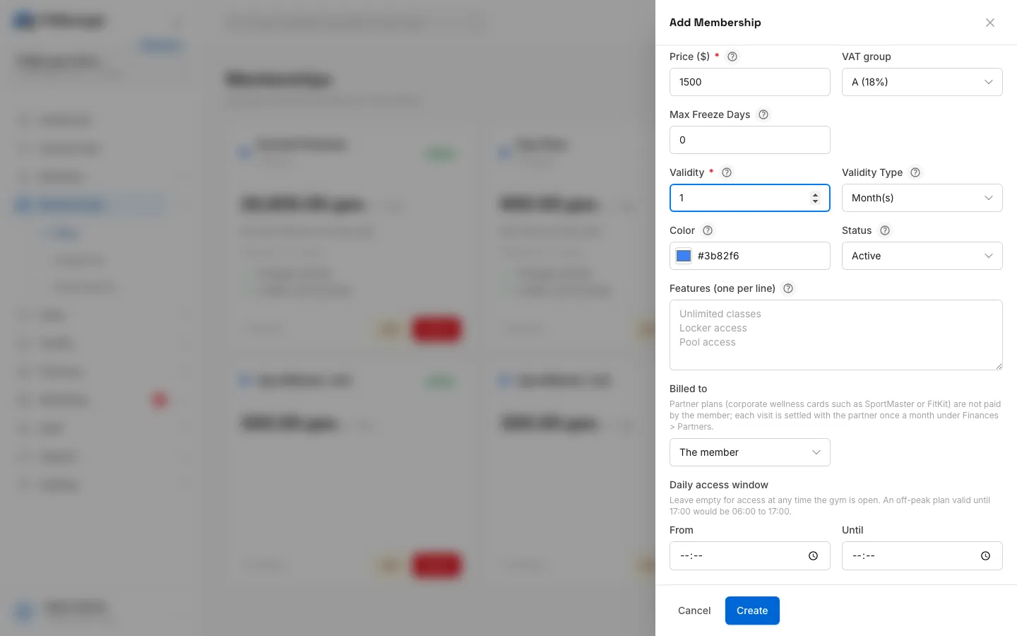 Step 7: For an off-peak plan, set the daily access window. Leave it empty for access at any time.