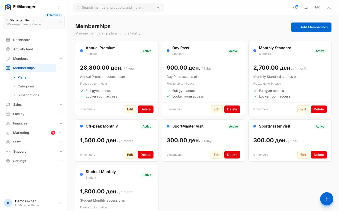 Step 10: The plan is live. You can now assign it to members and it shows up wherever you sell plans.