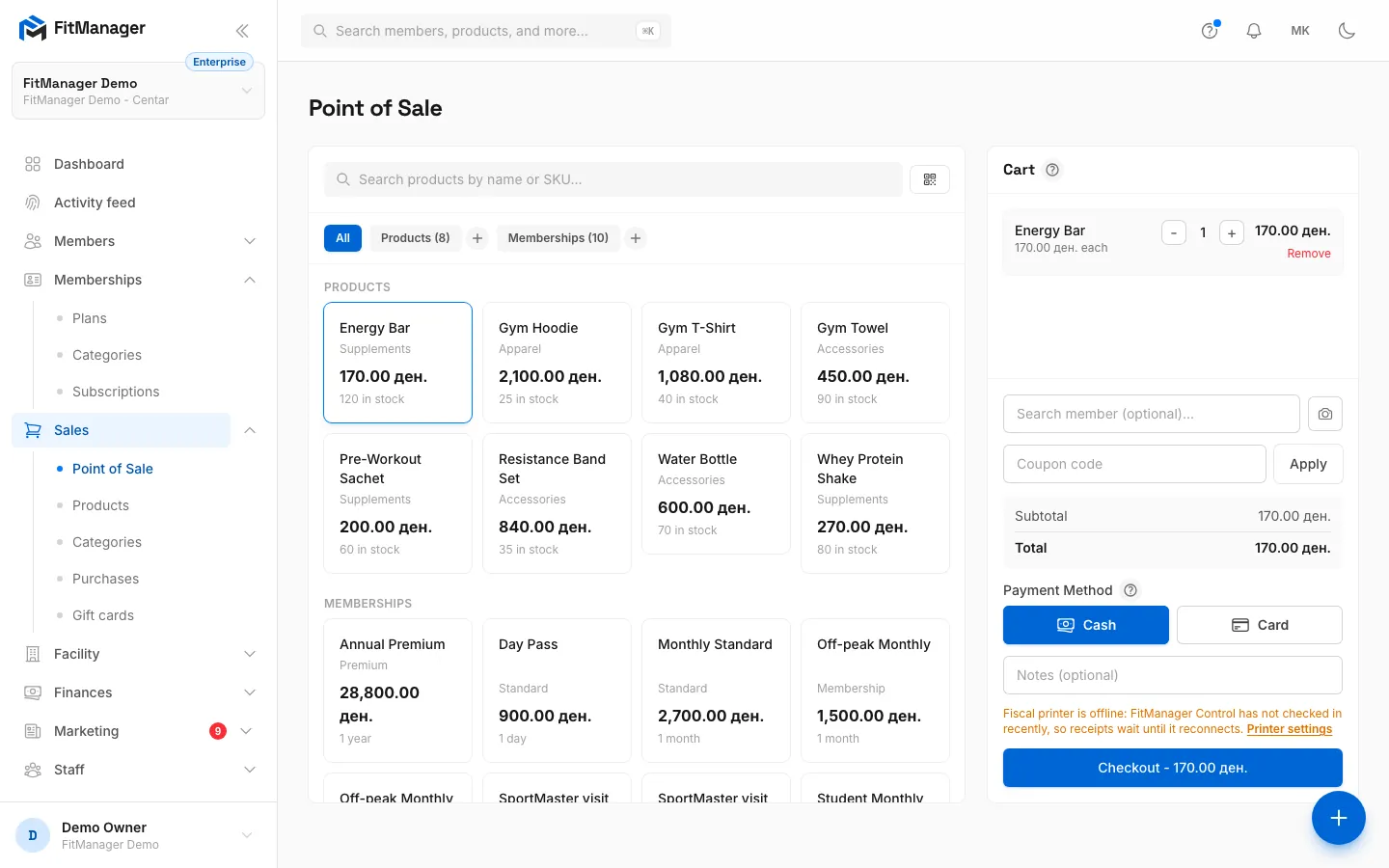Step 3: To link the sale to a member, start typing their name, code or email.