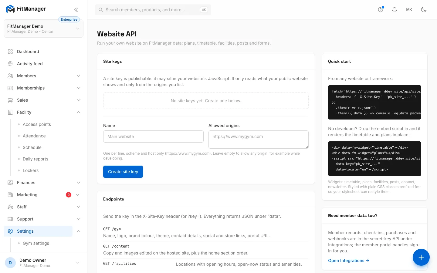 Step 1: Under Site keys, give the key a Name, such as the website it is for.