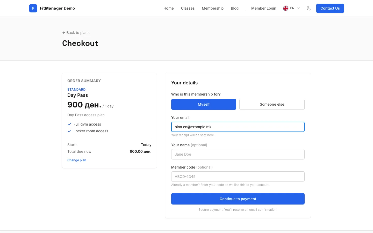 Step 5: Add your name. If you are already a member, also enter your member code.